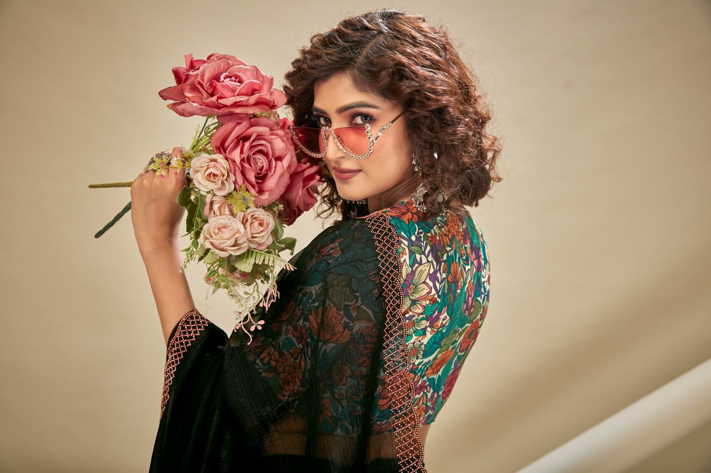 Womantra floral saree campaign visual